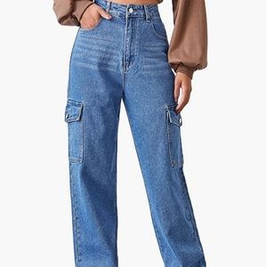 Womans High Waisted Baggy Jeans